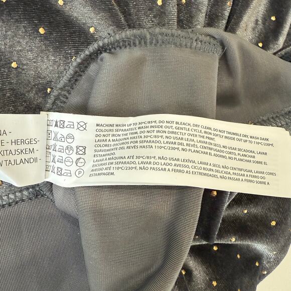 NWT Smash! Okaina Grey Velvet Wrap Dress Gold Dots Velvetcore Women's Small - Picture 12 of 16